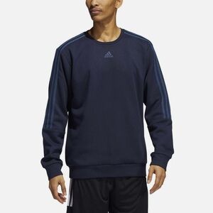 Adidas Men’s 3-Stripe Crew Neck Fleece Sweatshirt Navy Blue